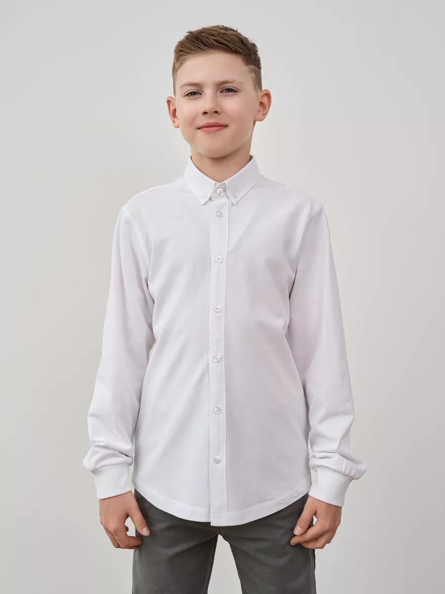 Рубашка для мальчика трикотажная. Цвет белый