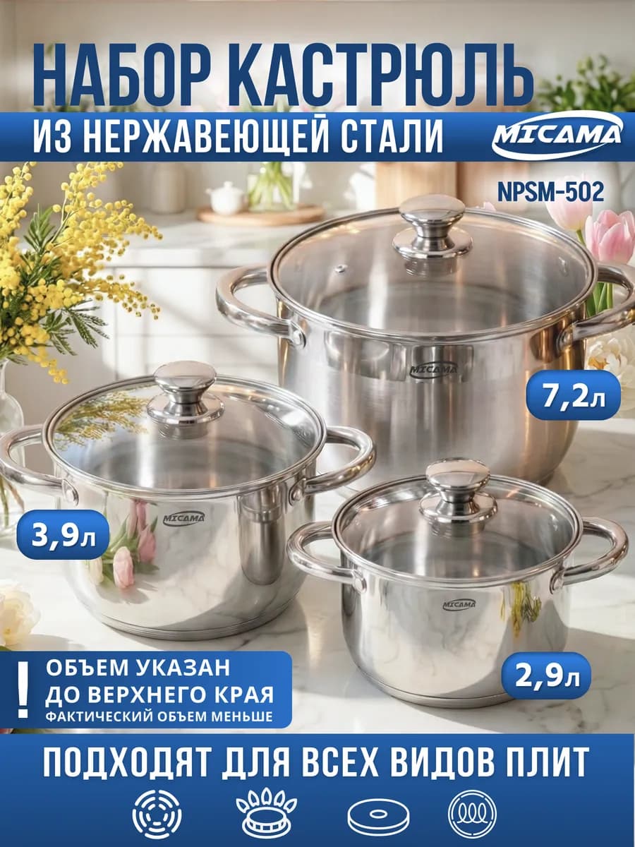 Набор кастрюль из нержавеющей стали