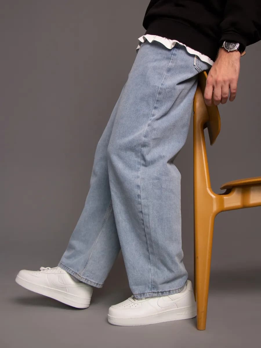 Джинсы широкие трубы багги - фото 1