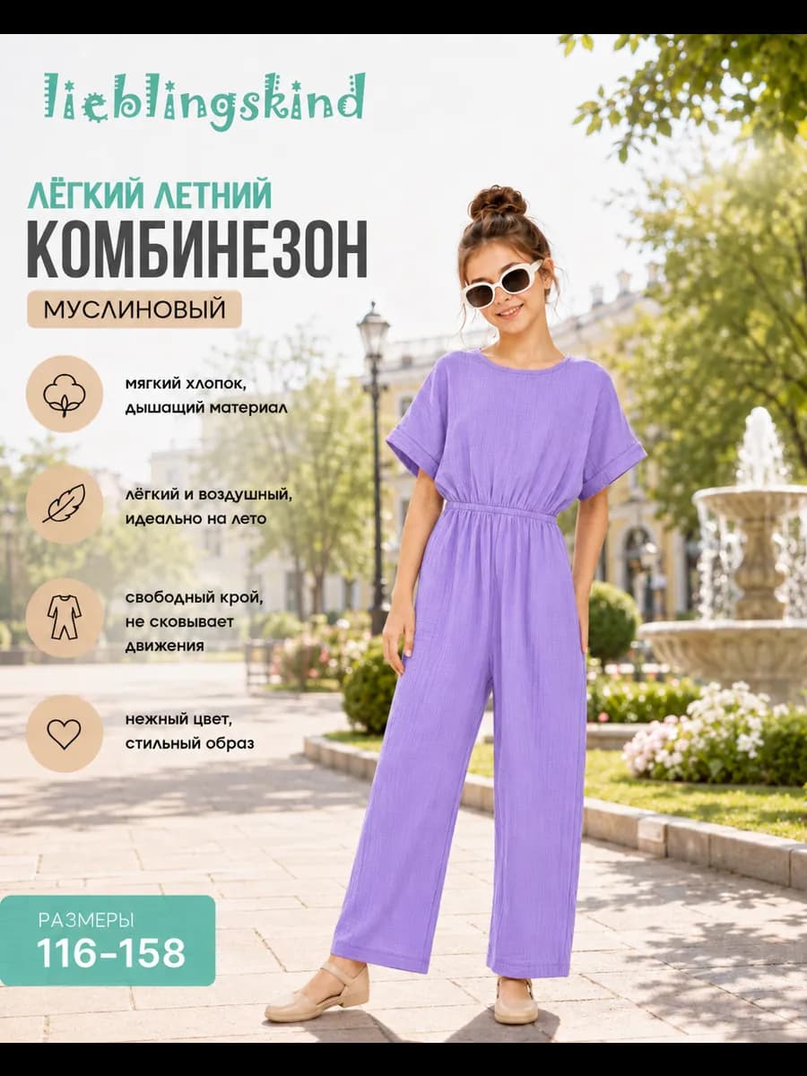 Комбинезон для девочки летний из муслина