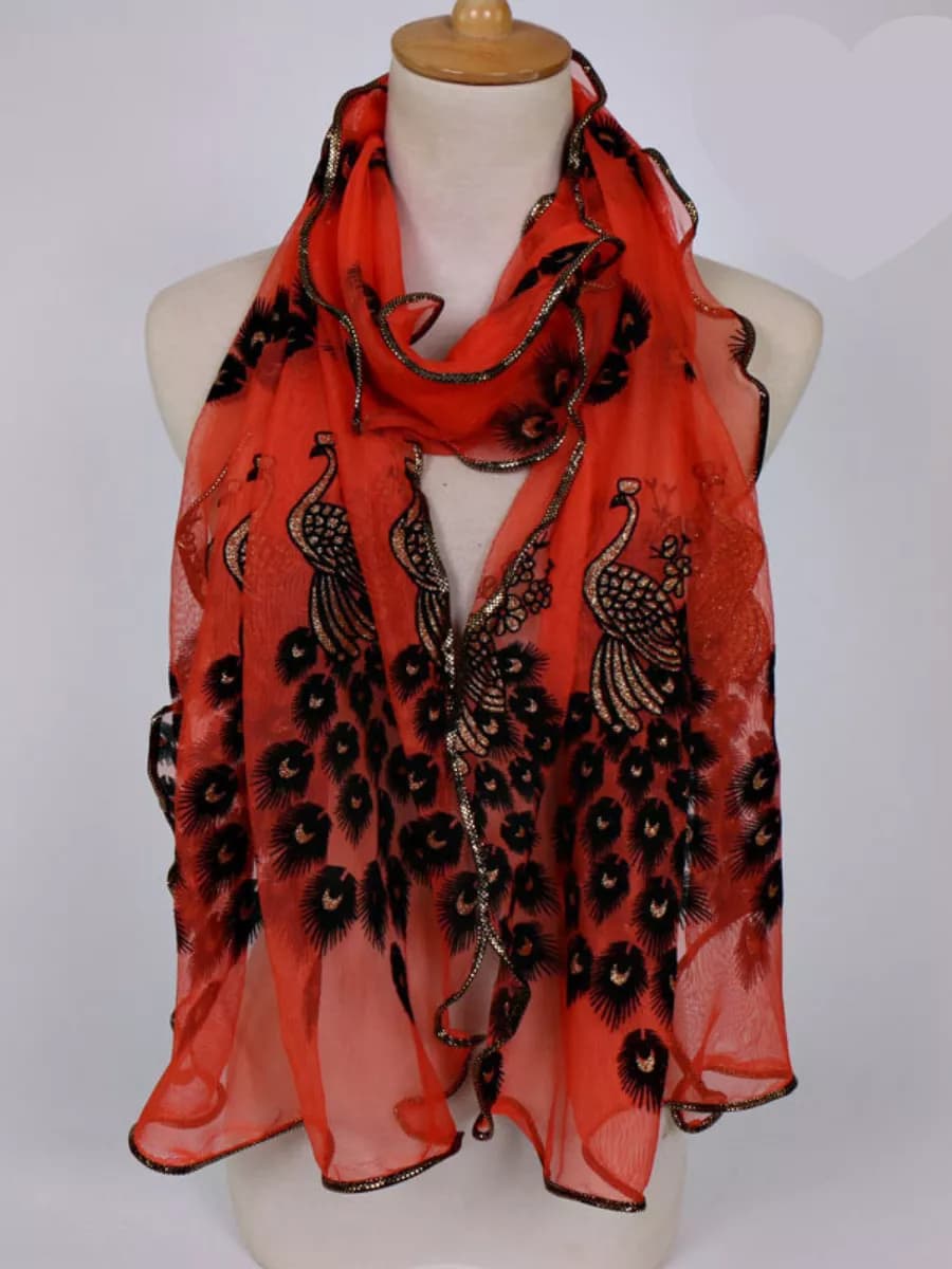 Платок лёгкий газовый Павлин - фото 1