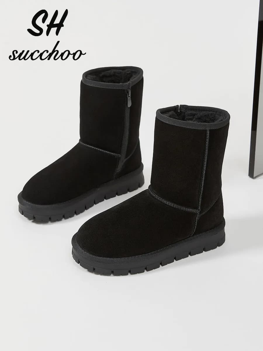 Угги женские зимние замшевые с замком - фото 1