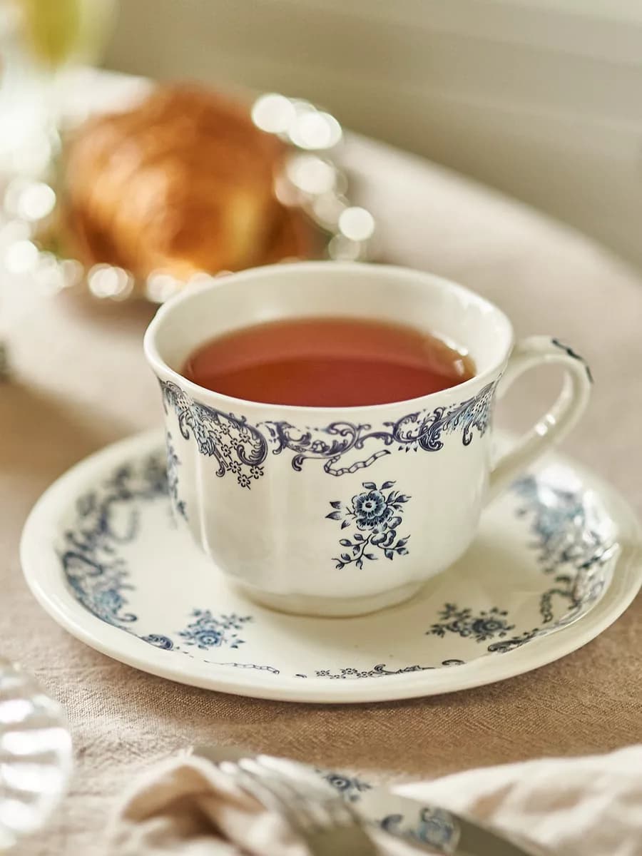 Чайная пара керамическая 260 мл винтаж, набор чашка и блюдце