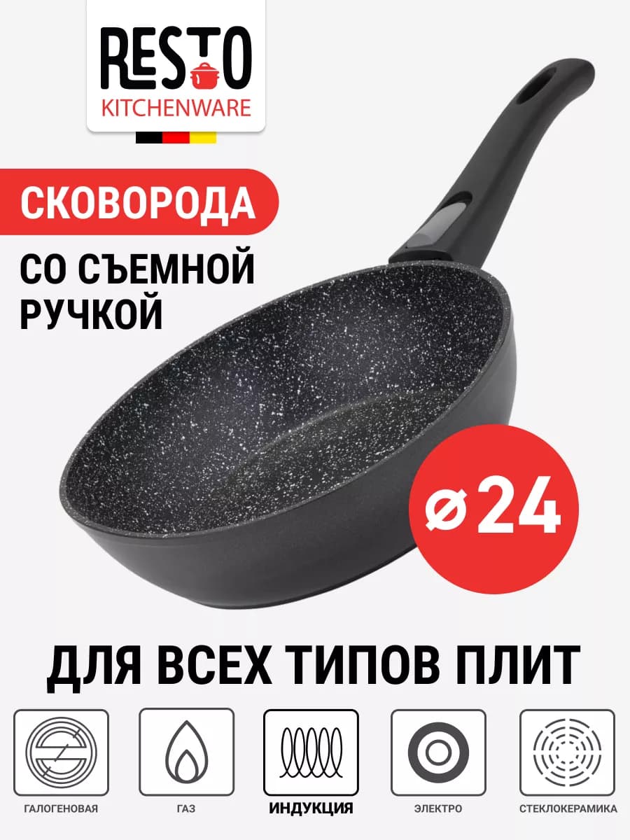Глубокая сковорода для индукции 24 см антипригарная