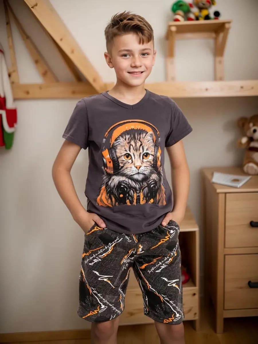 Пижама с шортами домашний костюм