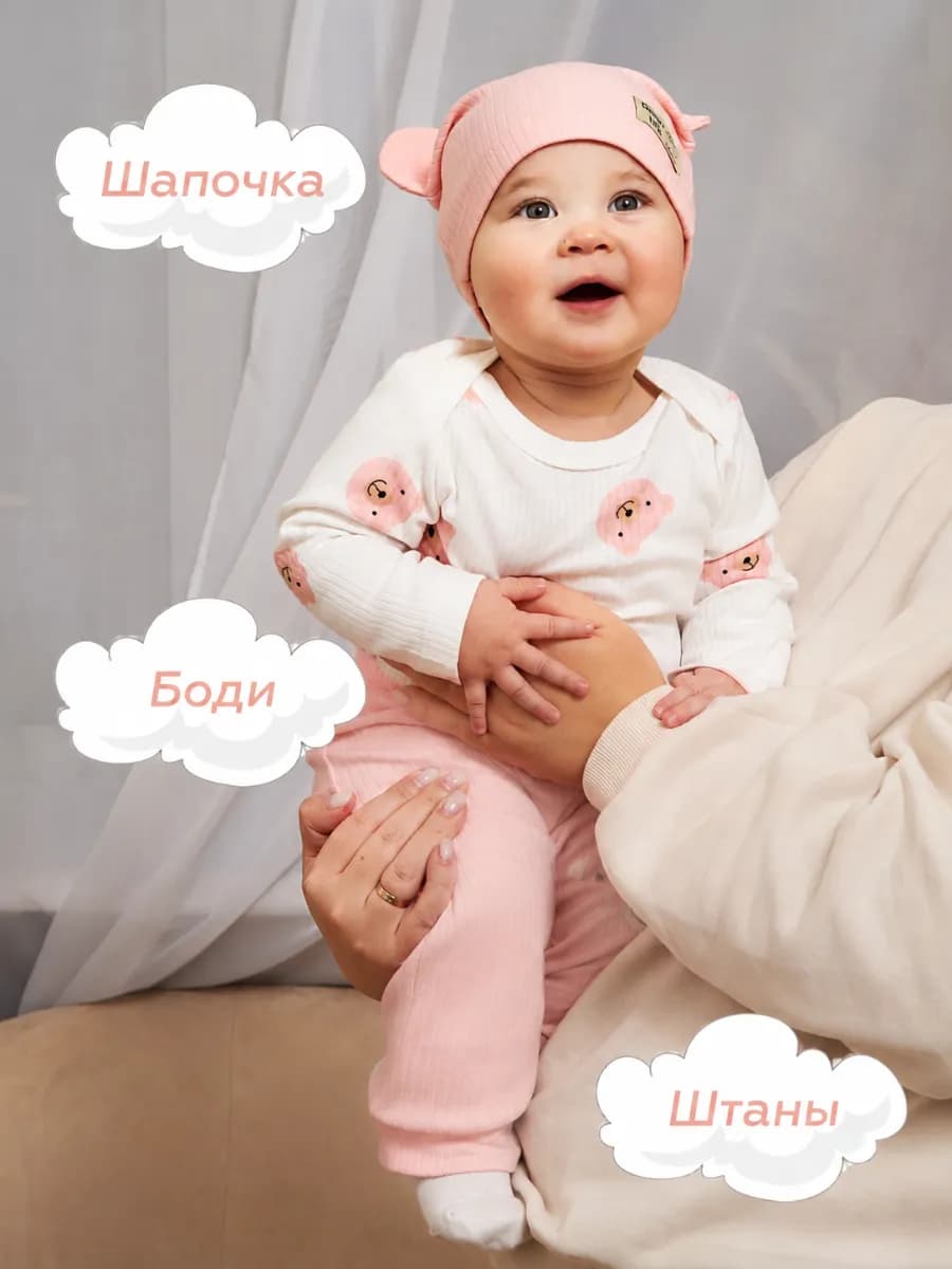 Комплект для новорожденного боди штанишки шапочка
