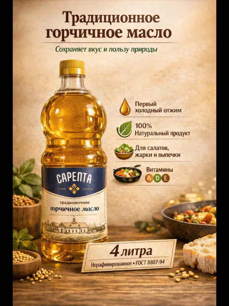 Масло растительное горчичное 4 л