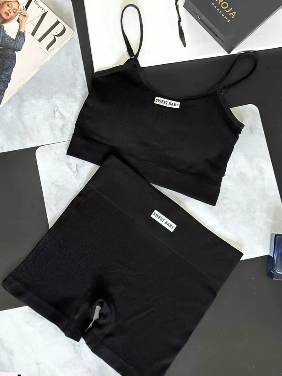 комплект топ и шорты в рубчик