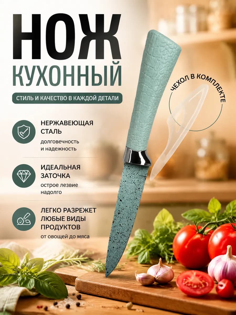 Нож кухонный с чехлом