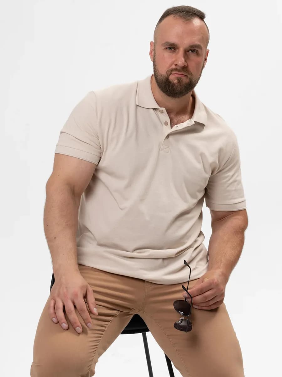 Футболка поло больших размеров с коротким рукавом - фото 1