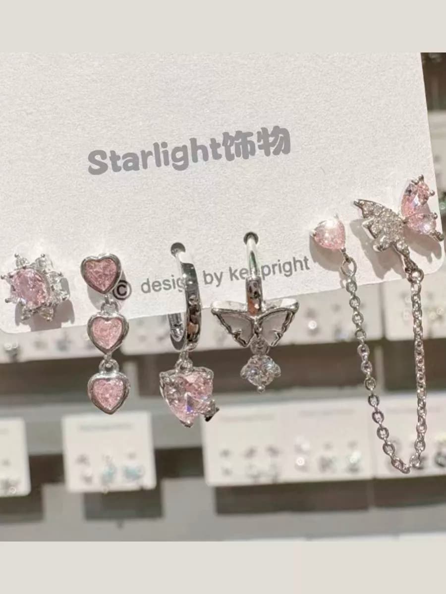 Серьги бижутерия подарочный набор для женщин сердце y2k