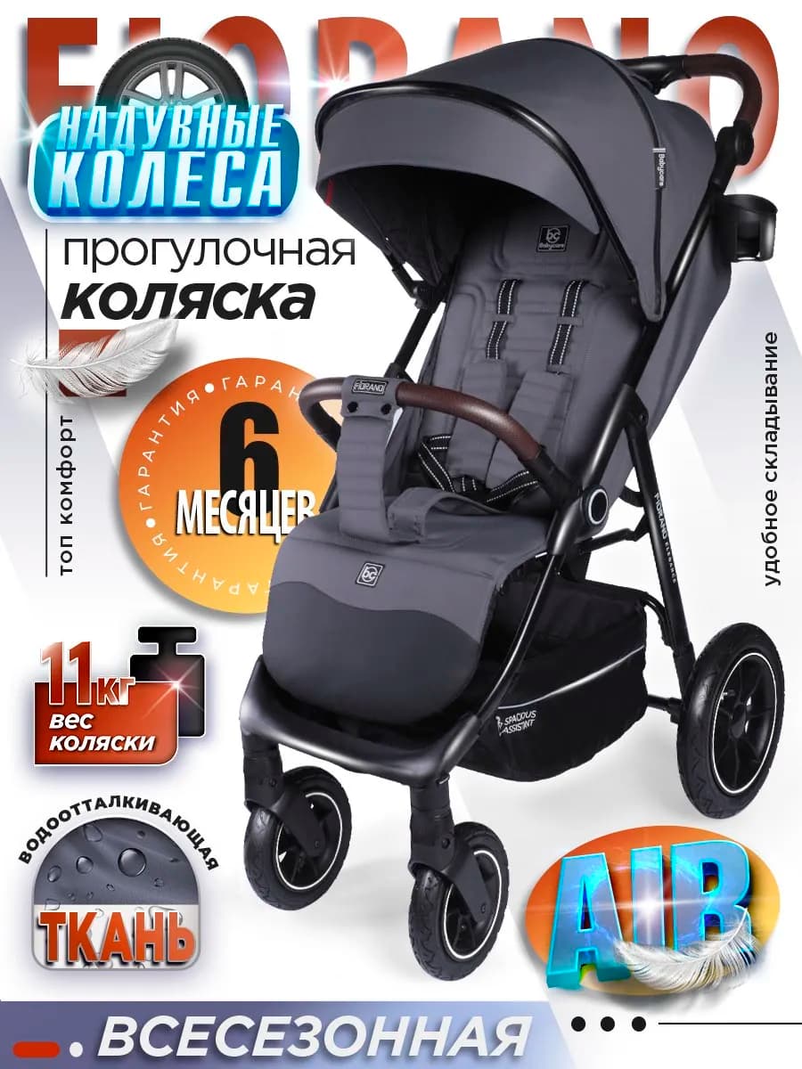 Коляска прогулочная всесезонная Fiorano надувные колеса