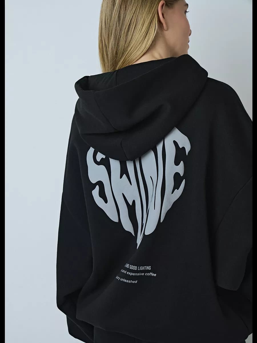 Толстовка оверсайз с принтом с капюшоном