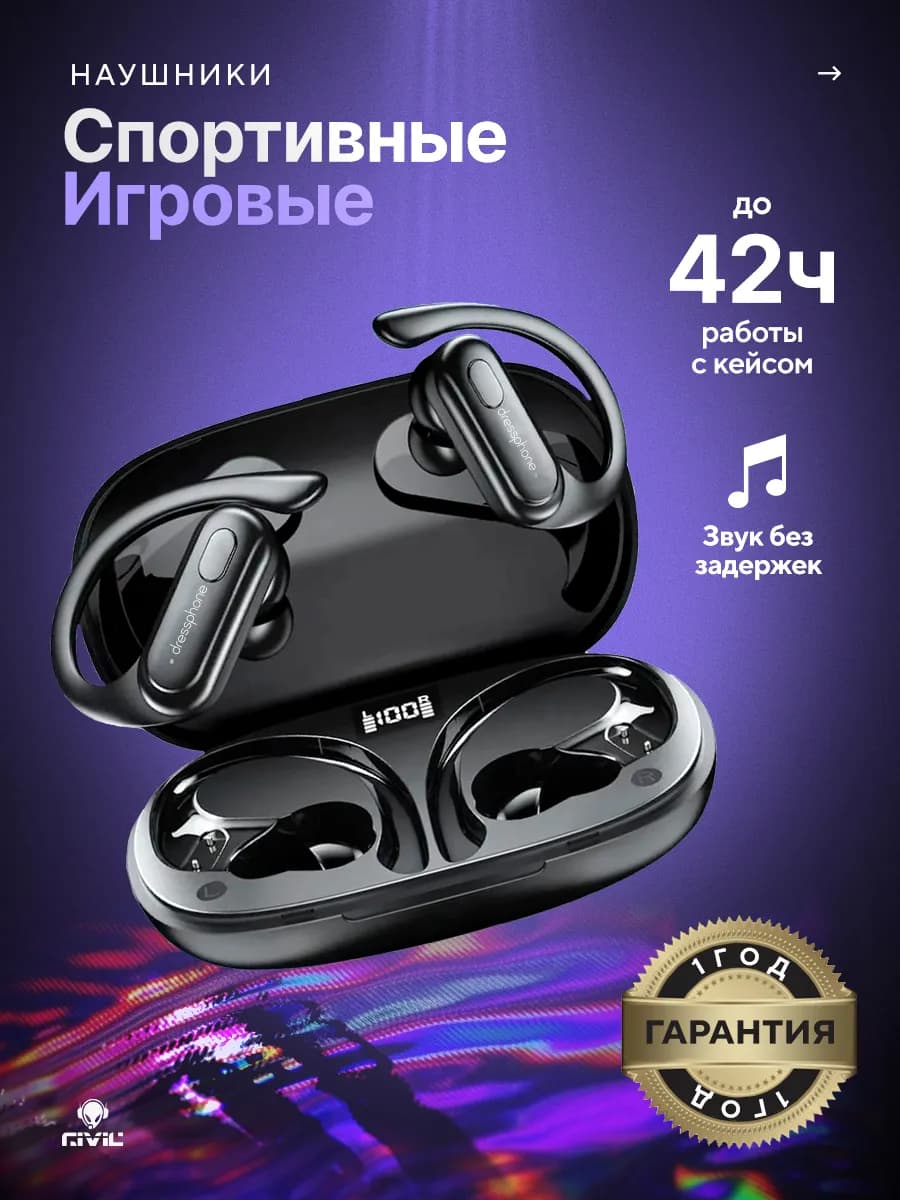 Беспроводные спортивные наушники для телефона с микрофоном
