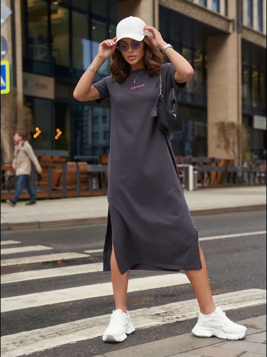 Летнее платье футболка длинное оверсайз беременных