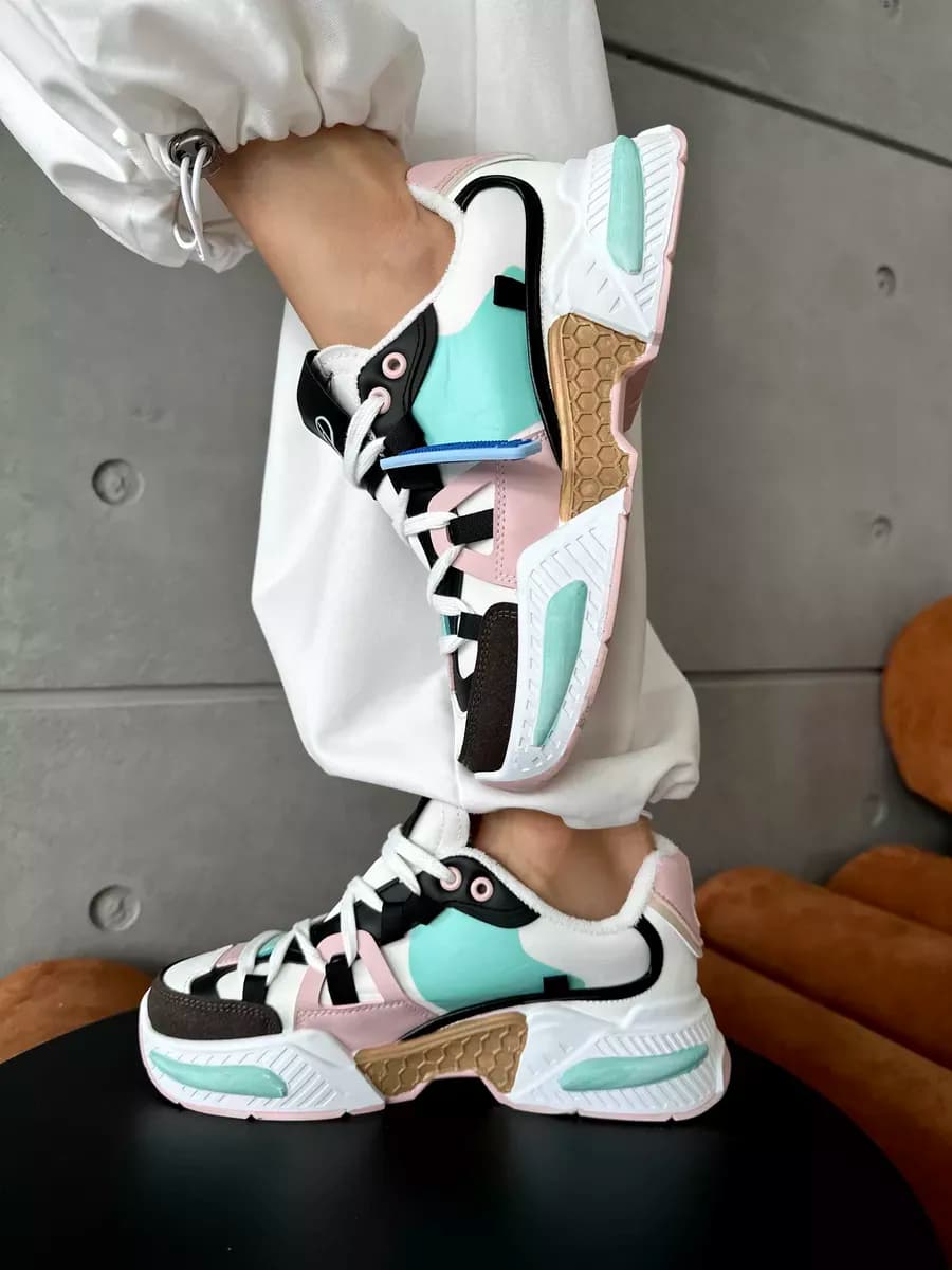 Летние яркие кроссовки цветные на платформе