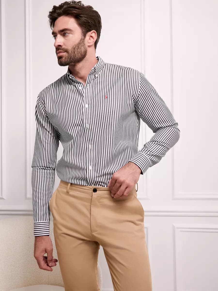 Рубашка хлопковая классическая в полоску