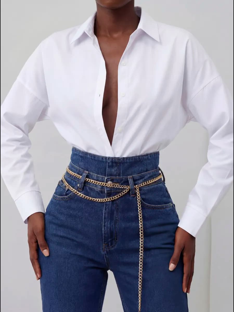 Рубашка классическая оверсайз для офиса летняя