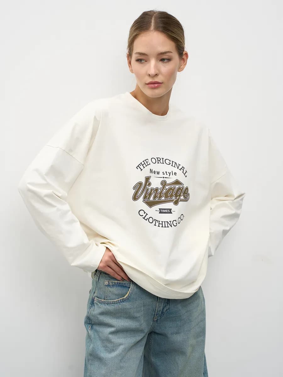 Лонгслив женский оверсайз с принтом y2k