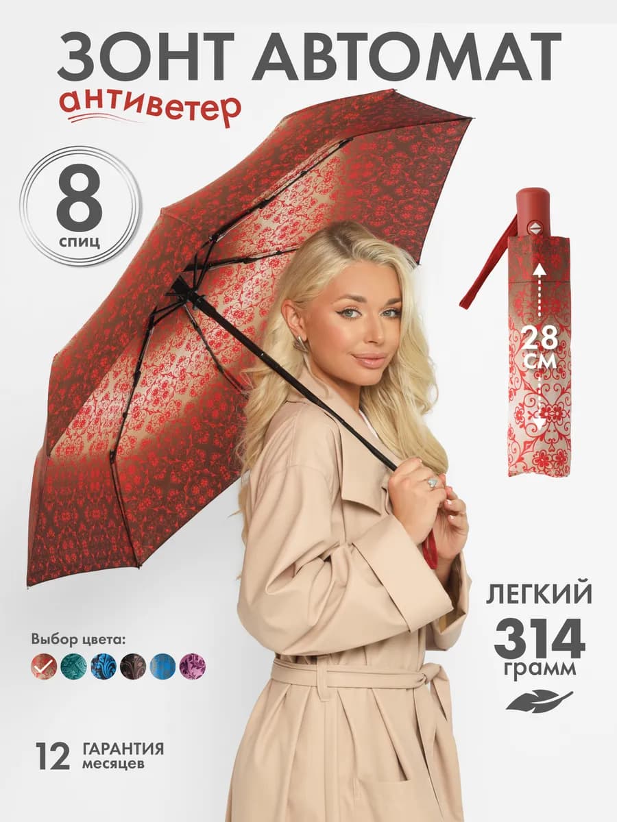 Зонт автомат антиветер складной
