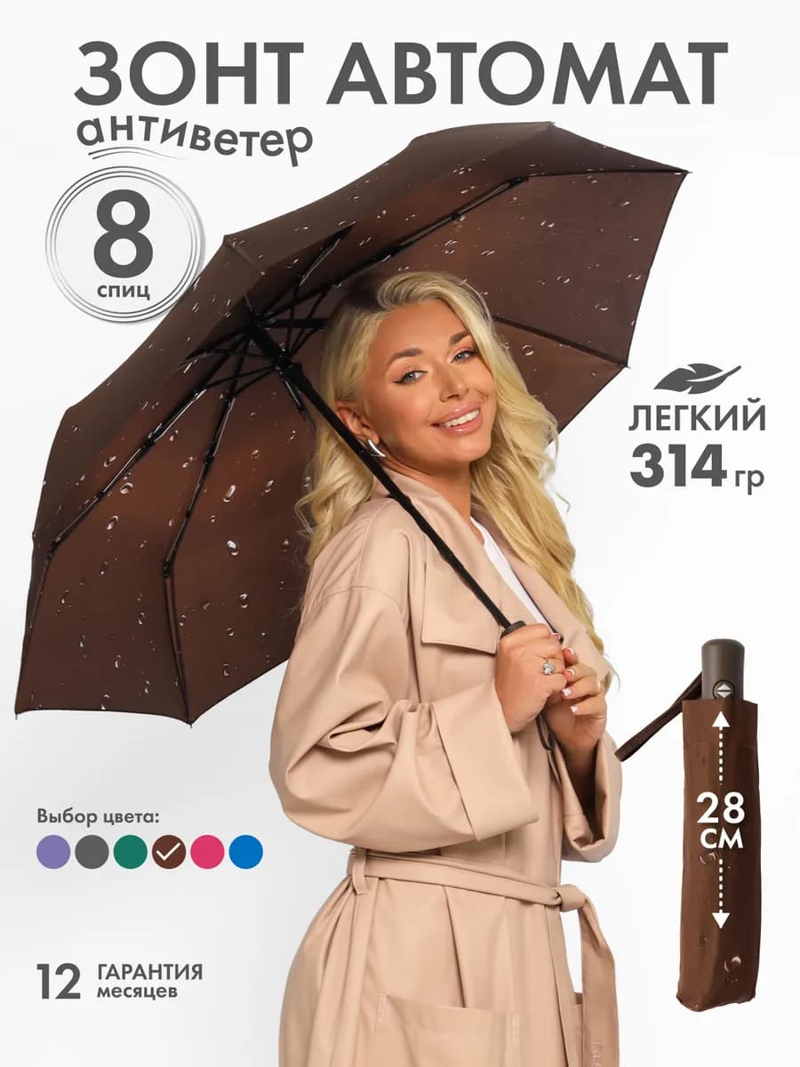 Зонт автомат антиветер складной