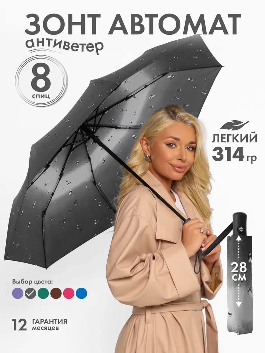 Зонт автомат антиветер складной