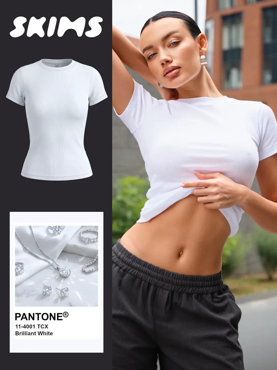 Футболка skims однотонная базовая в рубчик