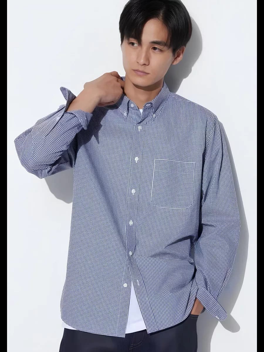 Рубашка тонкая хлопковая в клетку - фото 1