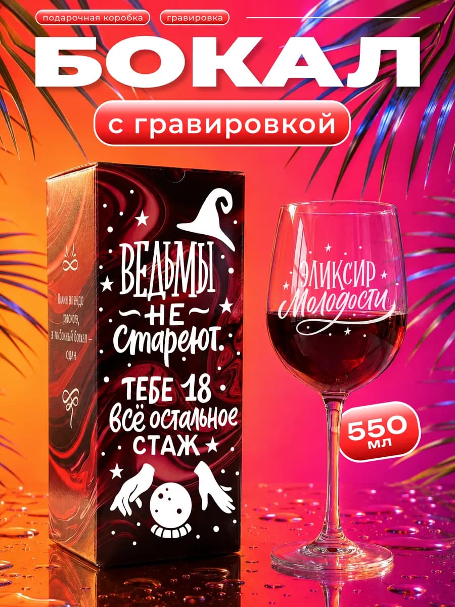 Бокал для вина с надписью прикольный подарок на Новый год