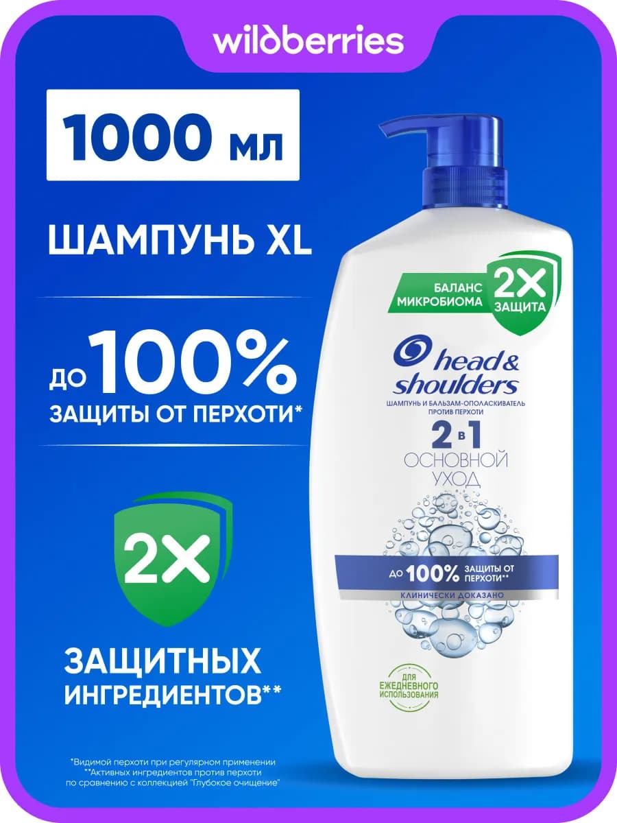 Шампунь от перхоти и бальзам для волос 2в1 1л с дозатором
