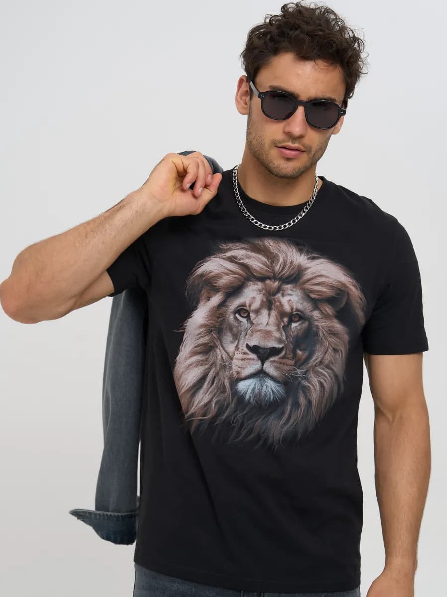 Футболка с принтом хлопковая - фото 1