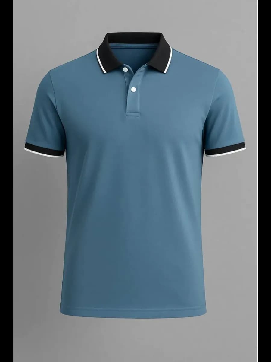 Футболка поло синяя с коротким рукавом