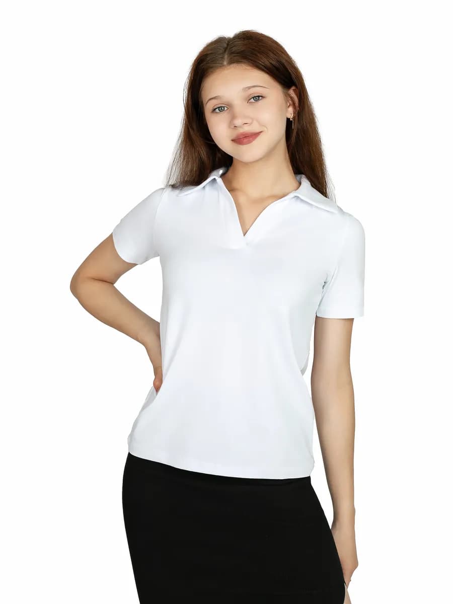 Блузка школьная с коротким рукавом и воротником поло