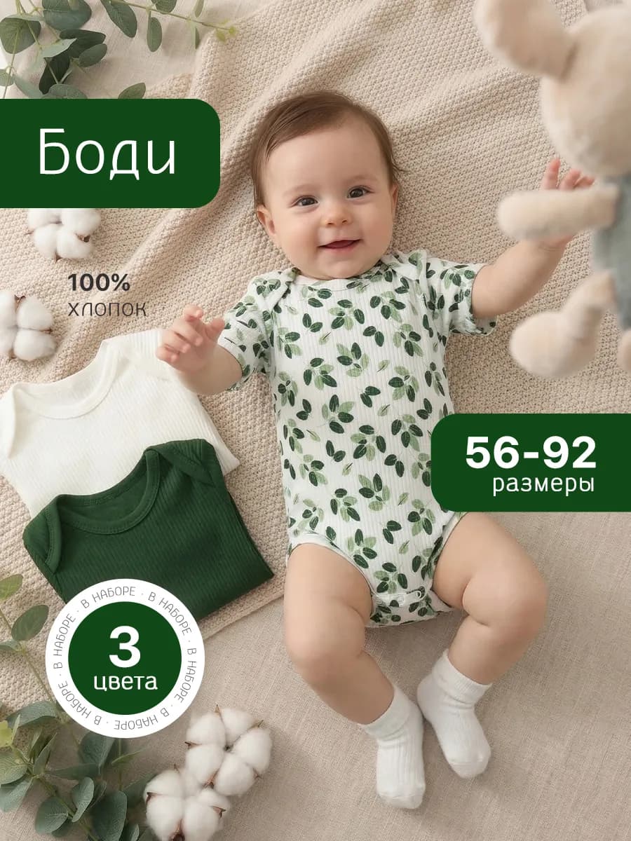 Боди для новорожденных с коротким рукавом