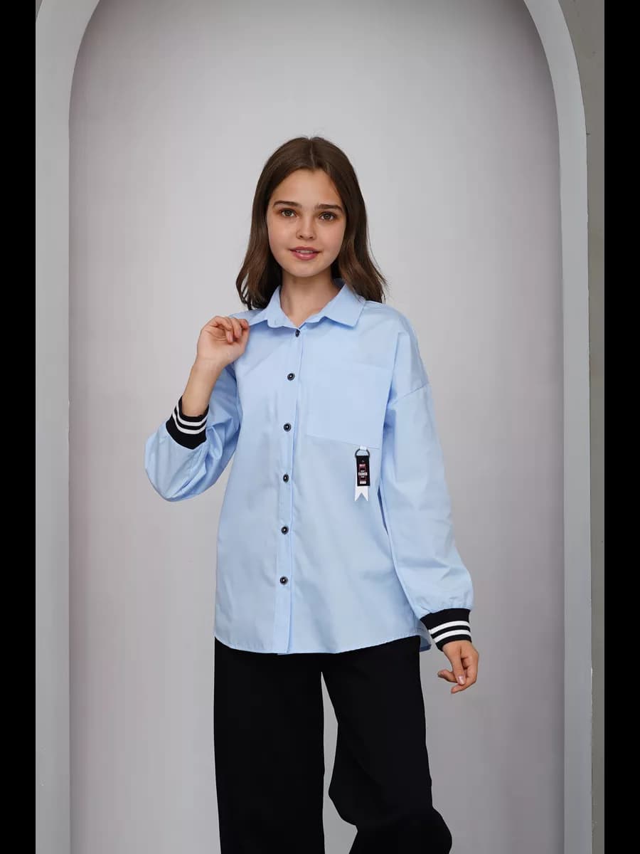 Рубашка школьная оверсайз удлиненная