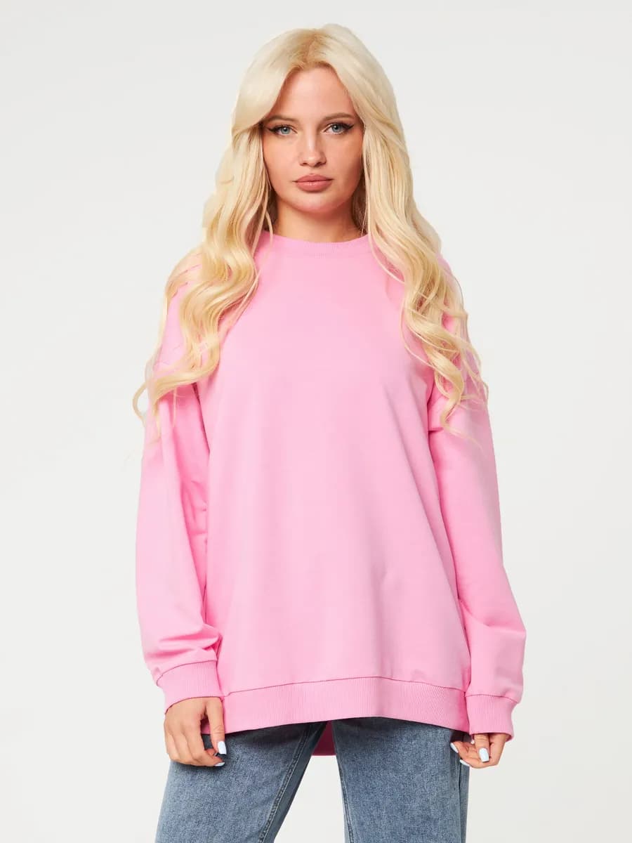 Свитшот розовый оверсайз без начеса