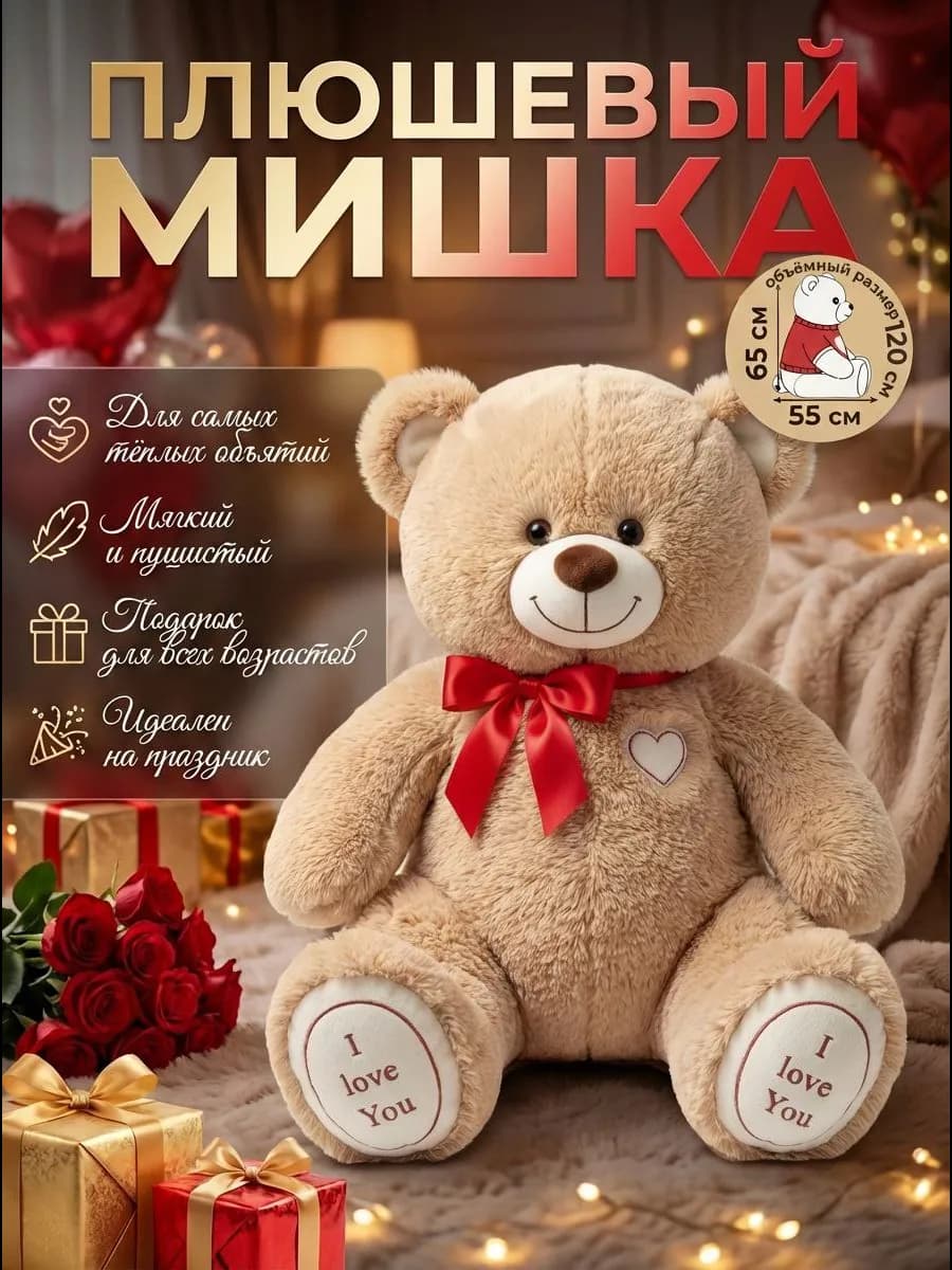 Плюшевый мишка большой мягкая игрушка