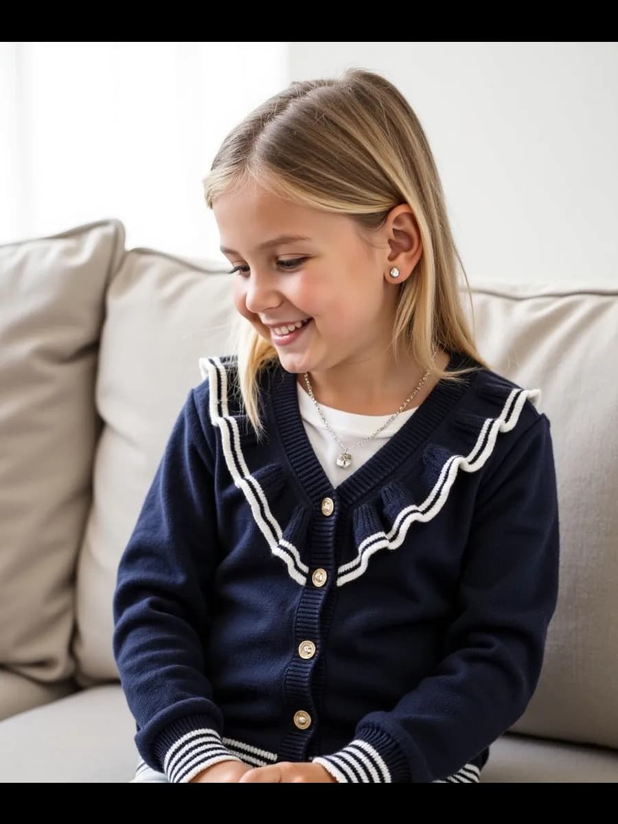 Кардиган джемпер школьный с рюшами синий