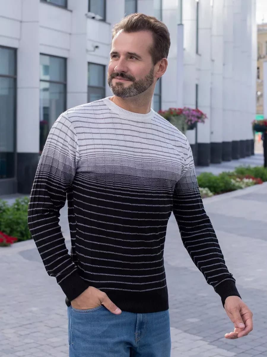 Джемпер тонкий оверсайз шерстяной в полоску Турция