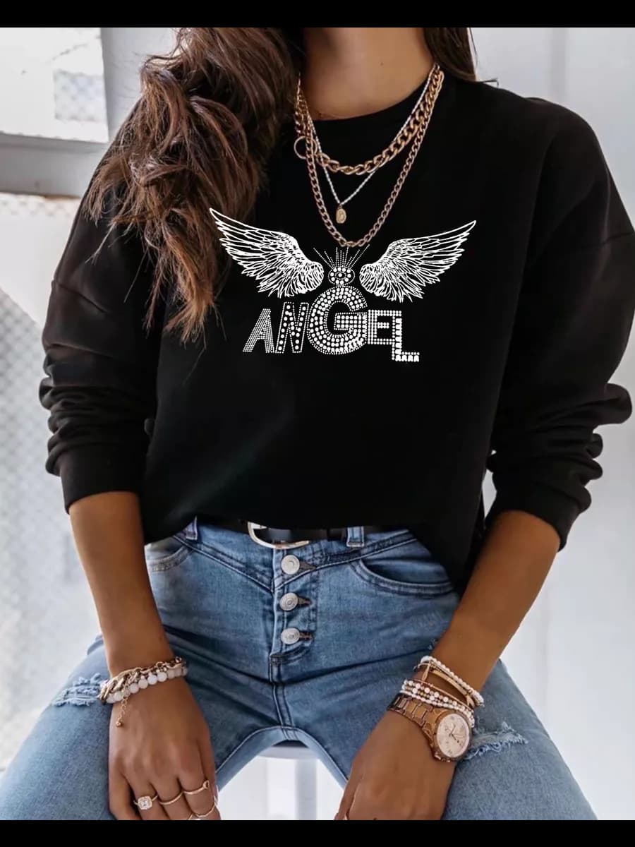 Свитшот без начеса с длинным рукавом