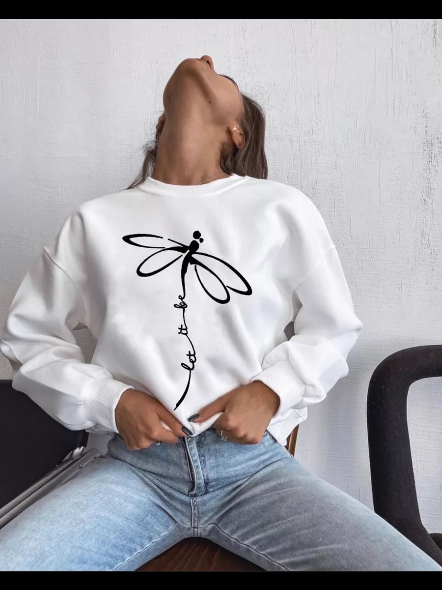 Свитшот без начеса с длинными рукавами - фото 1