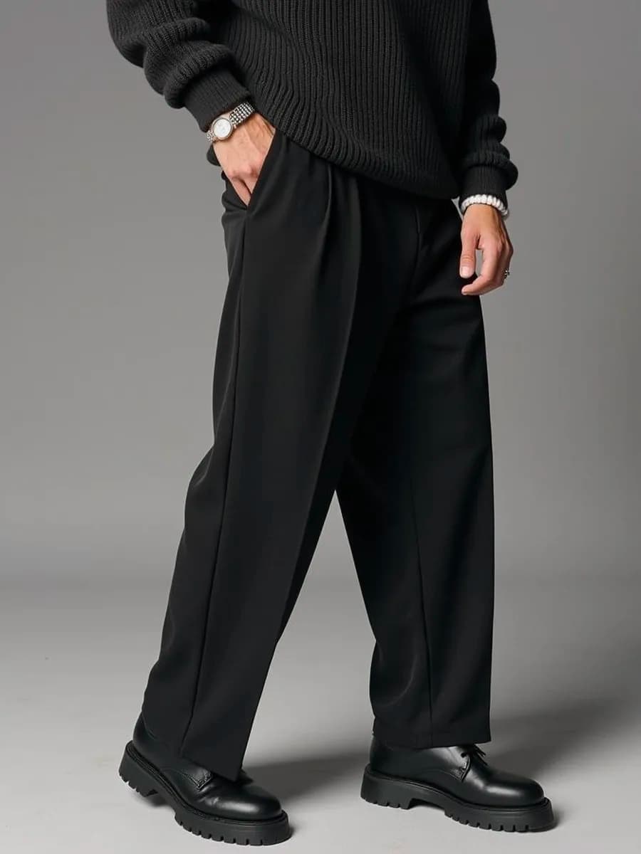 Брюки классические со стрелками широкие