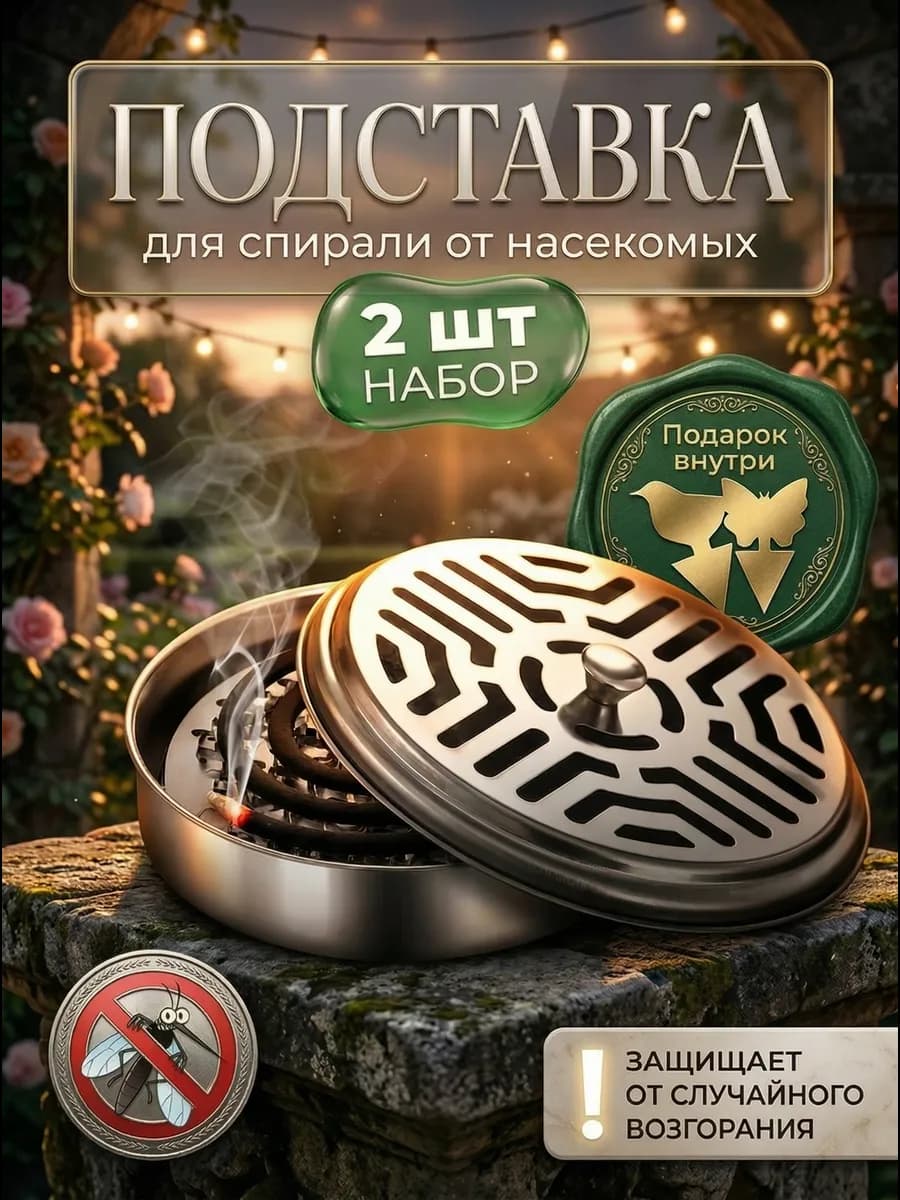 Подставка для спиралей от комаров металлическая 2 шт