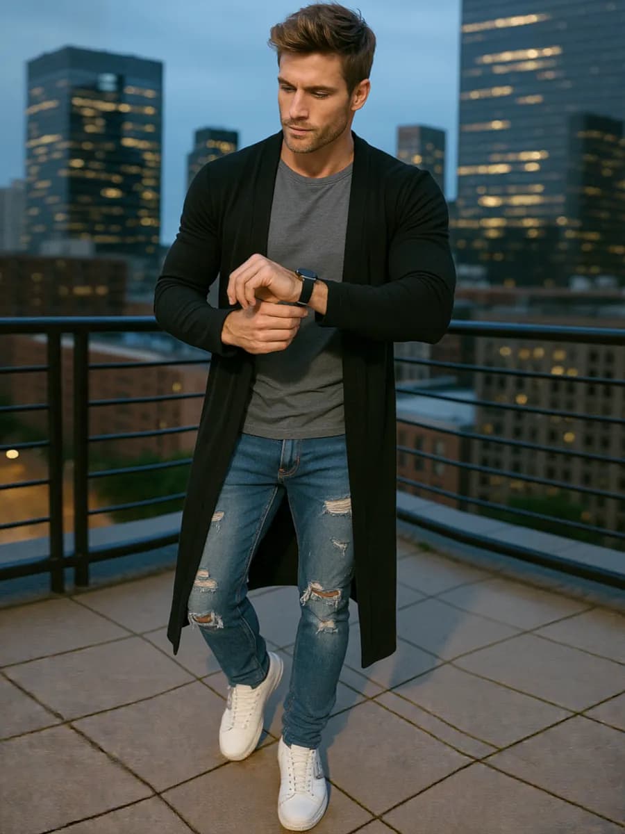 Кардиган длинный мантия текстильная тренч накидка