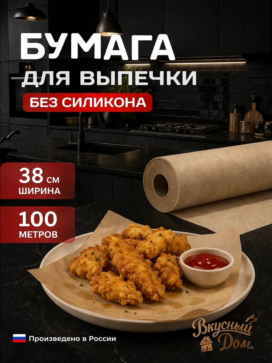 Бумага для выпечки без силикона 100 м для запекания
