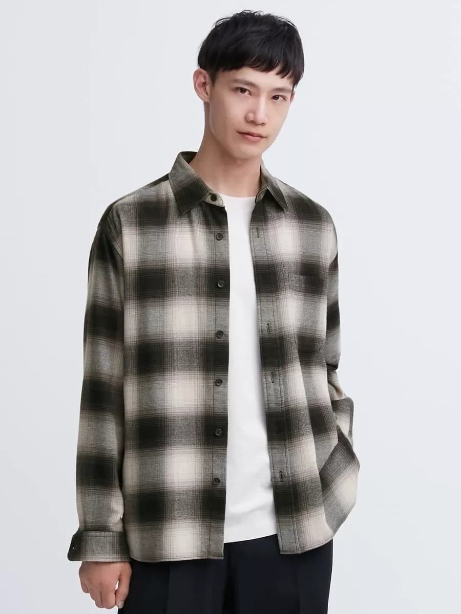 Рубашка теплая в клетку фланелевая - фото 1