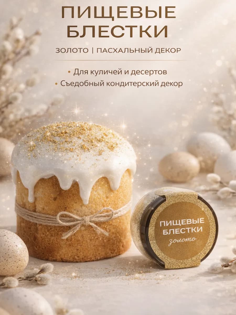 Пищевые блестки глиттер золото