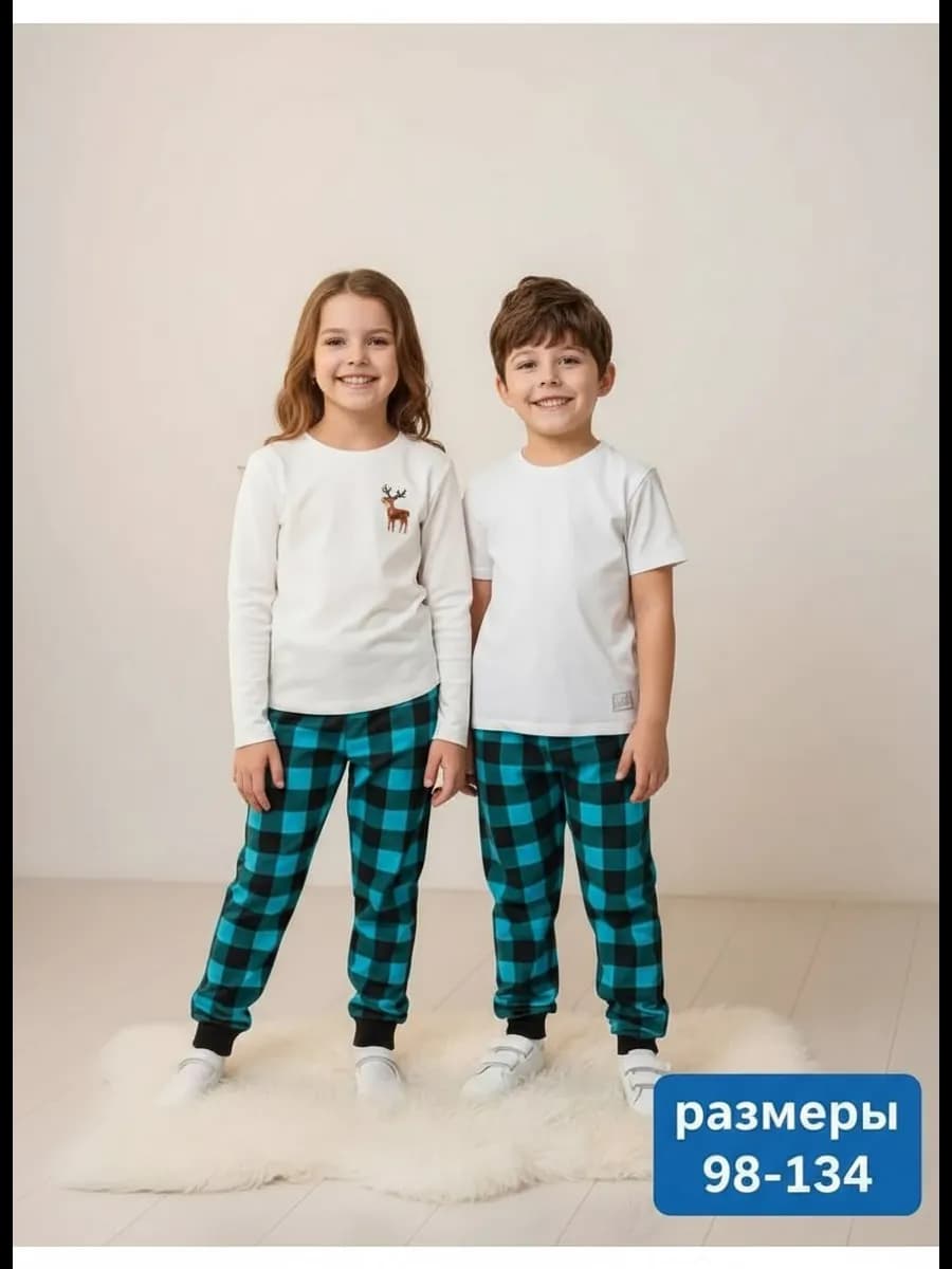 Брюки домашние трикотажные с манжетами в садик