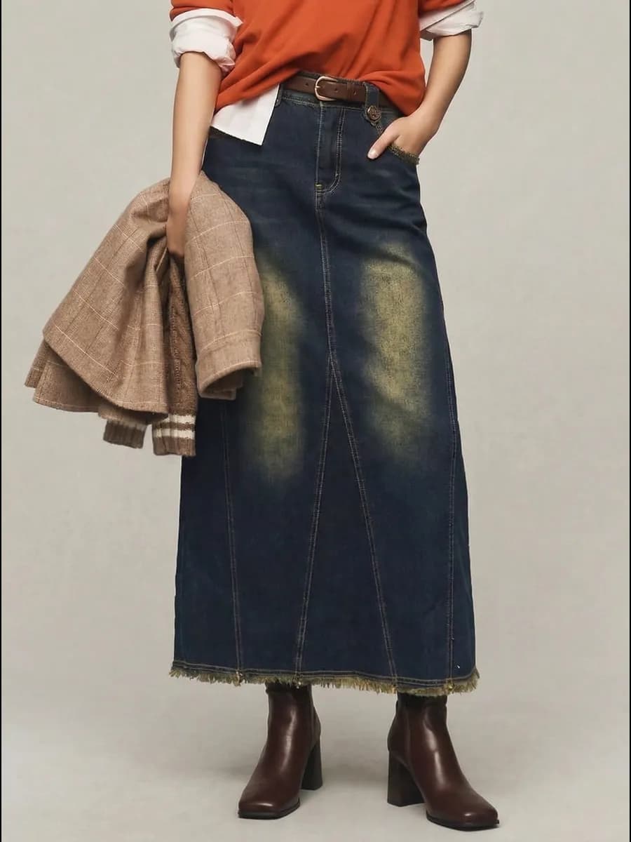 Юбка джинсовая удлиненная - фото 1