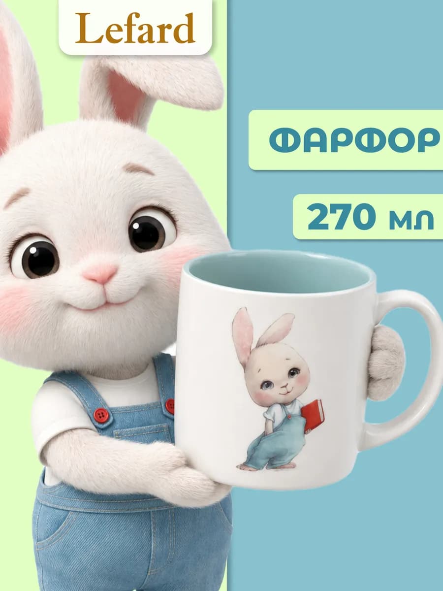 Кружка 270 мл для чая детская "Мой зайчик" фарфоровая